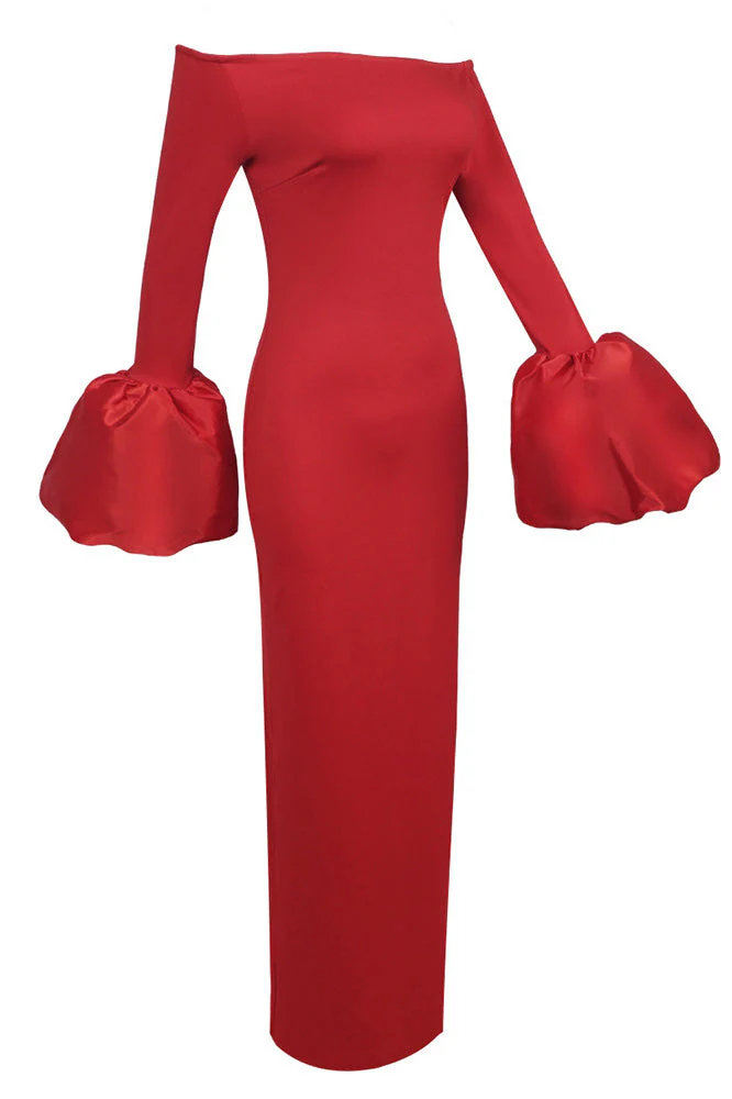 Mariana® | Solid-Colored Lantern-Sleeve Dress - Image 7