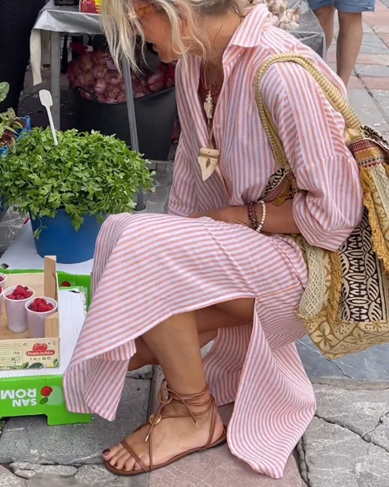 Mariana® | Striped Casual Dress With Cuffs And Slits - Image 3