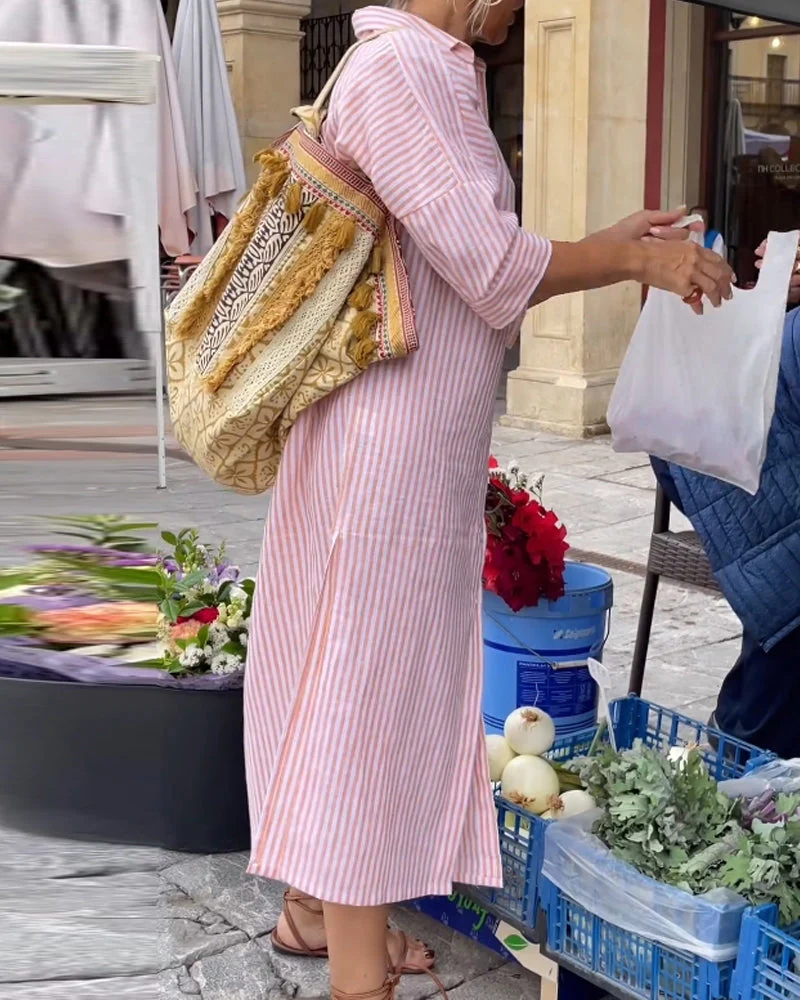 Mariana® | Striped Casual Dress With Cuffs And Slits - Image 7