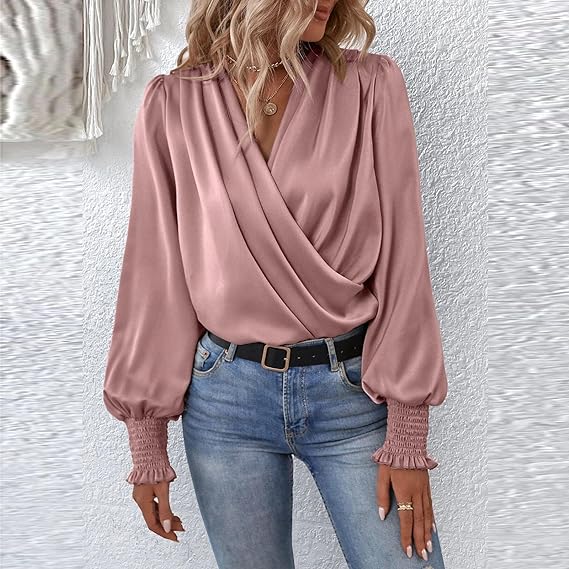 Maricarmen® | Elegant Blouse Top With V-Neck And Balloon Sleeves - Image 11