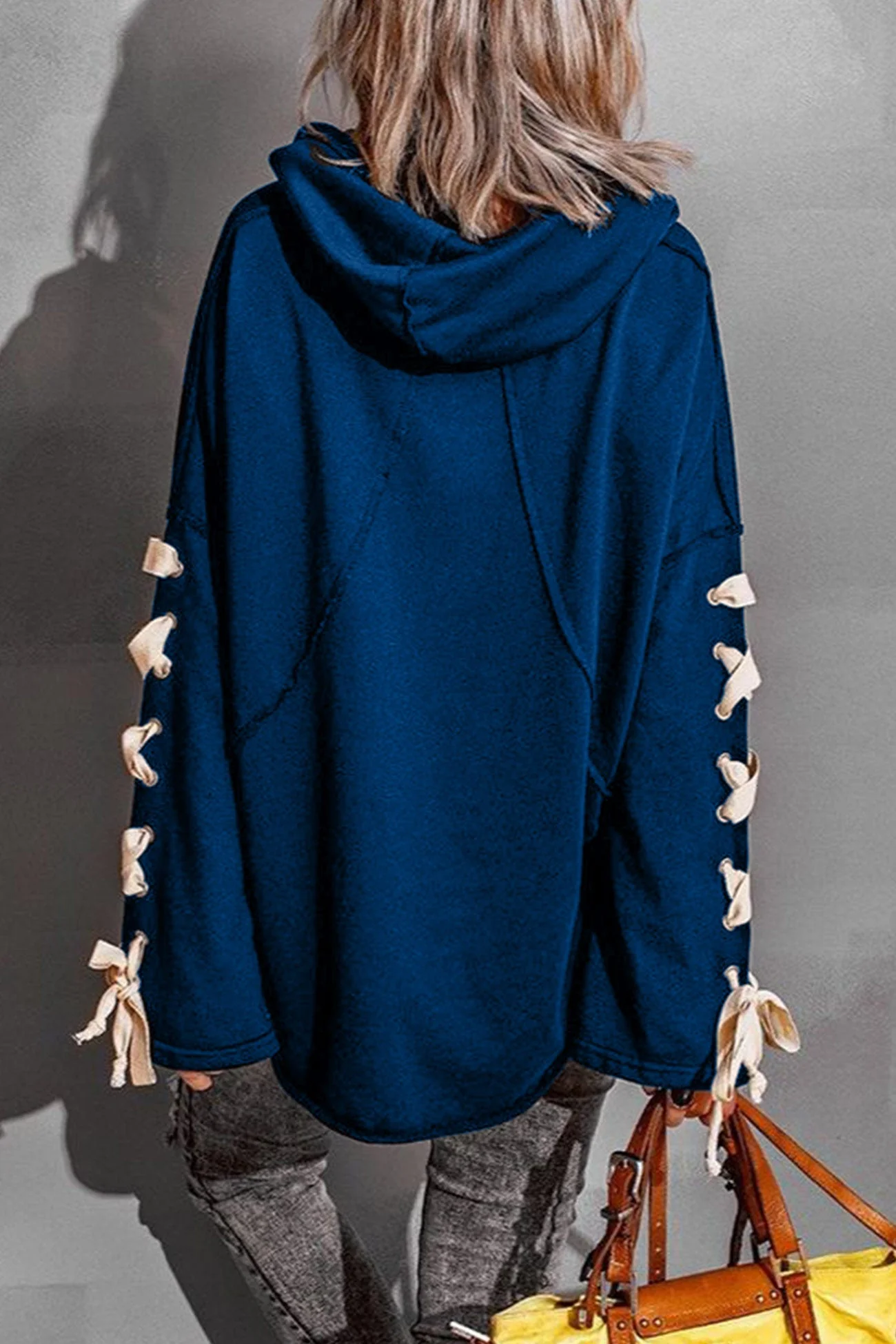 Marieke | Zip-up hoodie with a stacked collar and raw edges - Image 13
