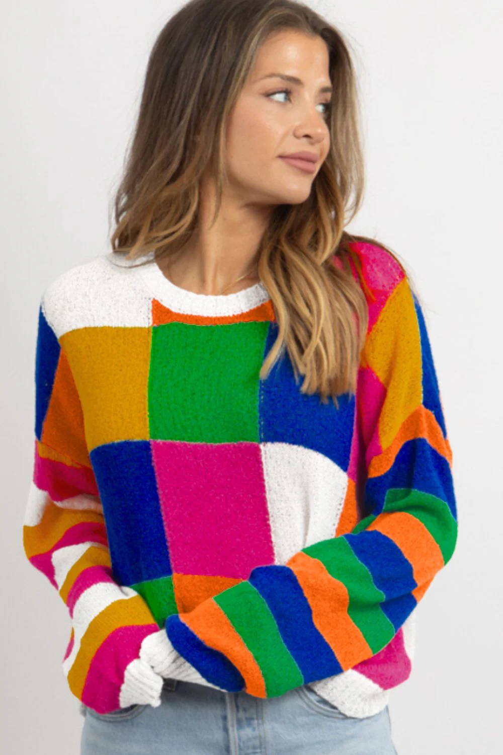 Marina | Color block sweater with a crew neck and long sleeves - Image 3