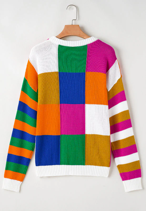 Marina | Color block sweater with a crew neck and long sleeves - Image 8