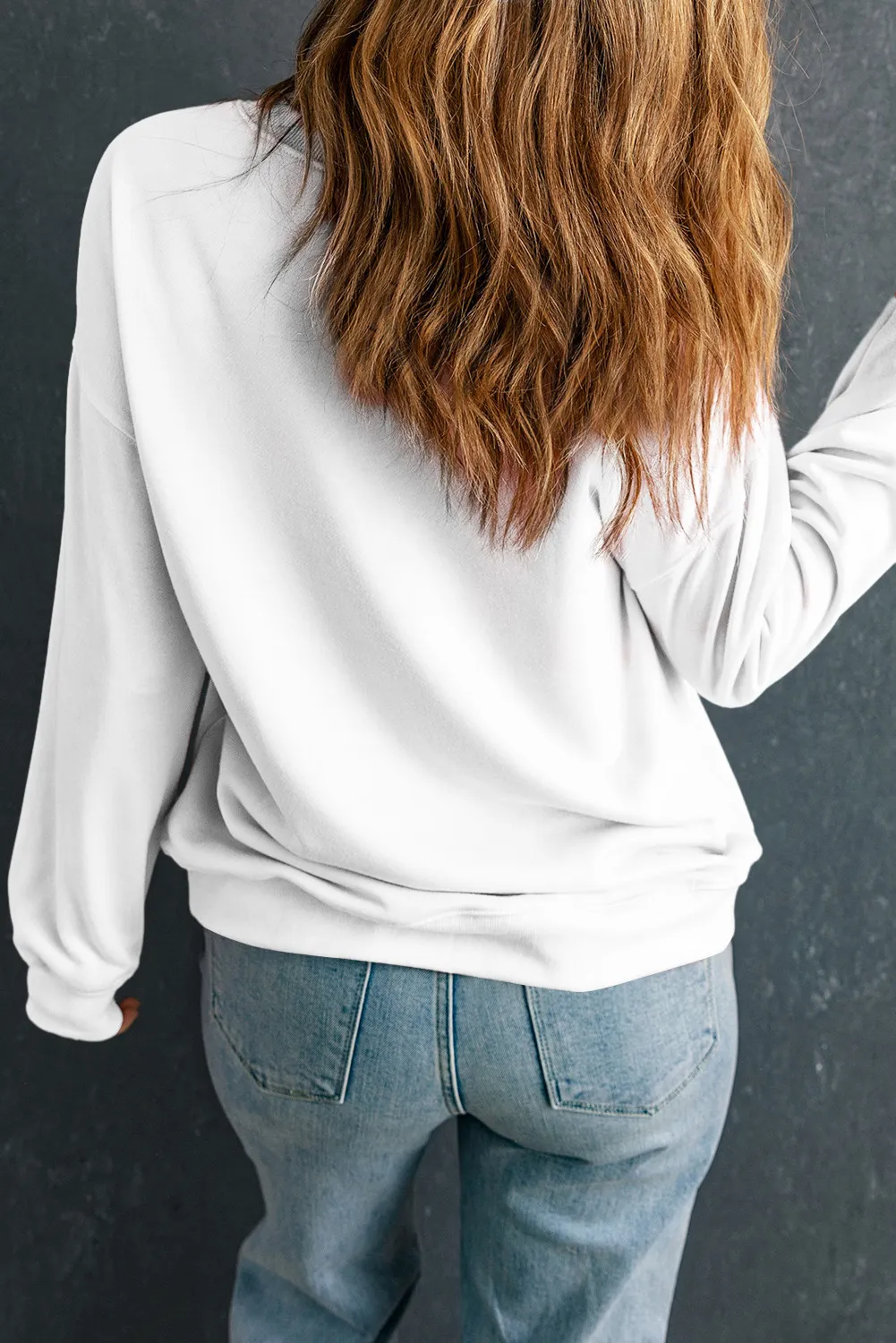 Marina | Drop shoulder crew neck sweatshirt with pumpkin graphic - Image 3