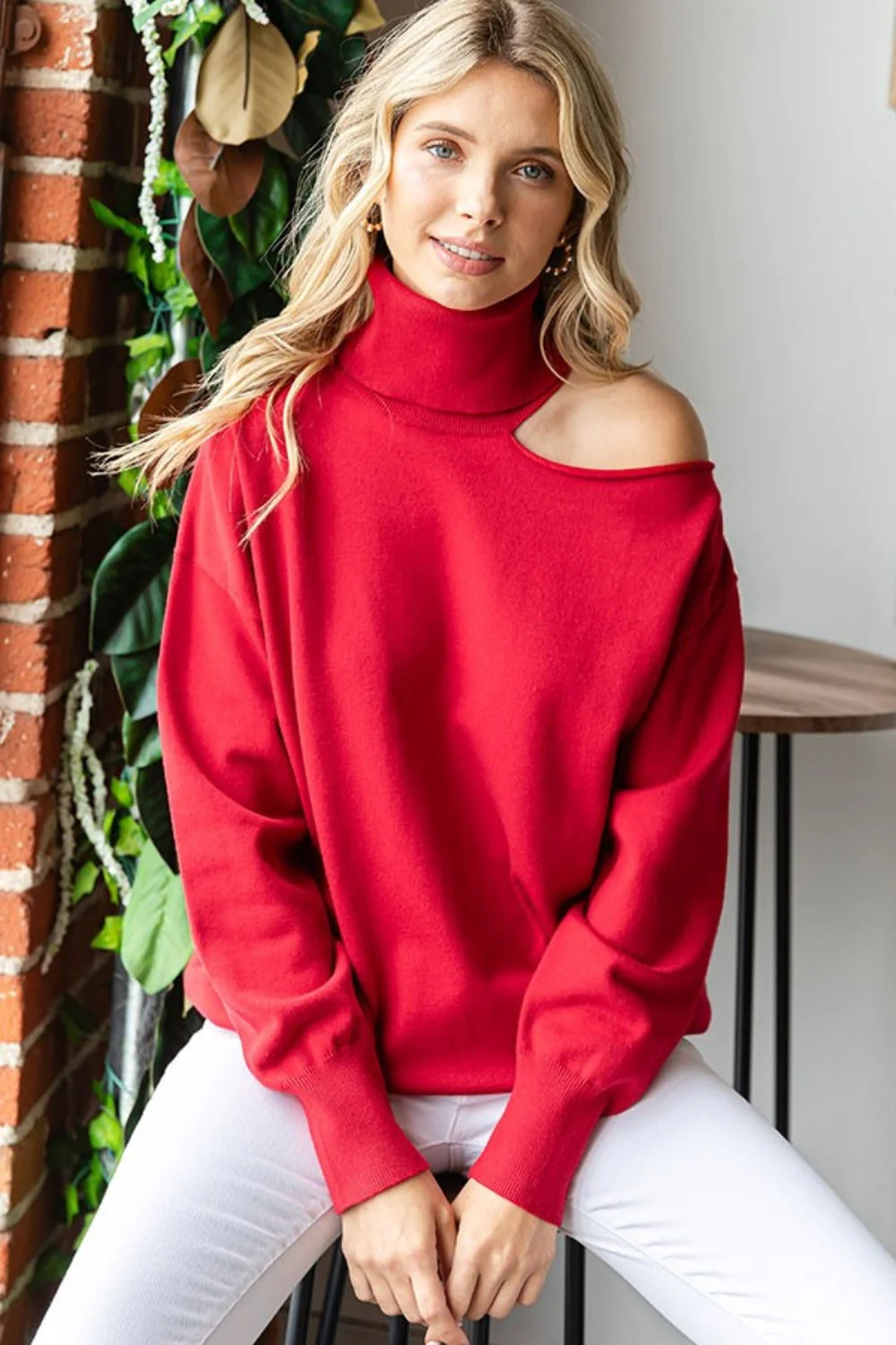Marina | First Love turtleneck sweater with cut shoulders