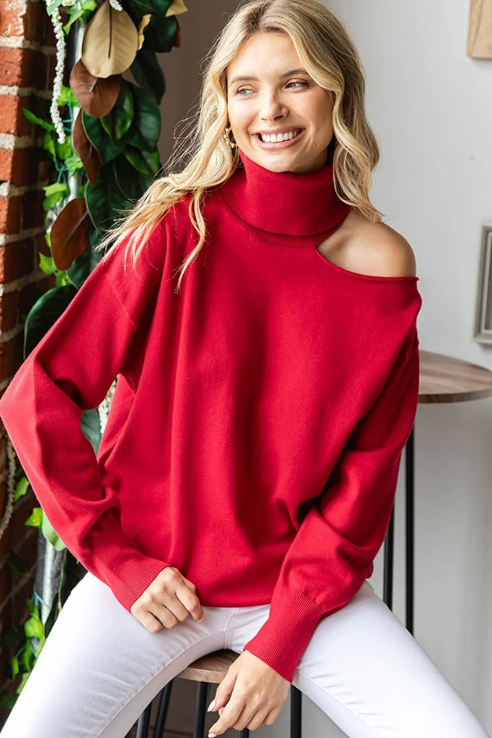 Marina | First Love turtleneck sweater with cut shoulders - Image 4