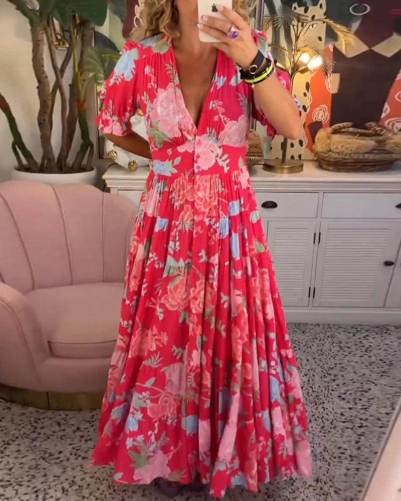 Marina® | Floral Dress A-Line Puff Sleeves - Image 8