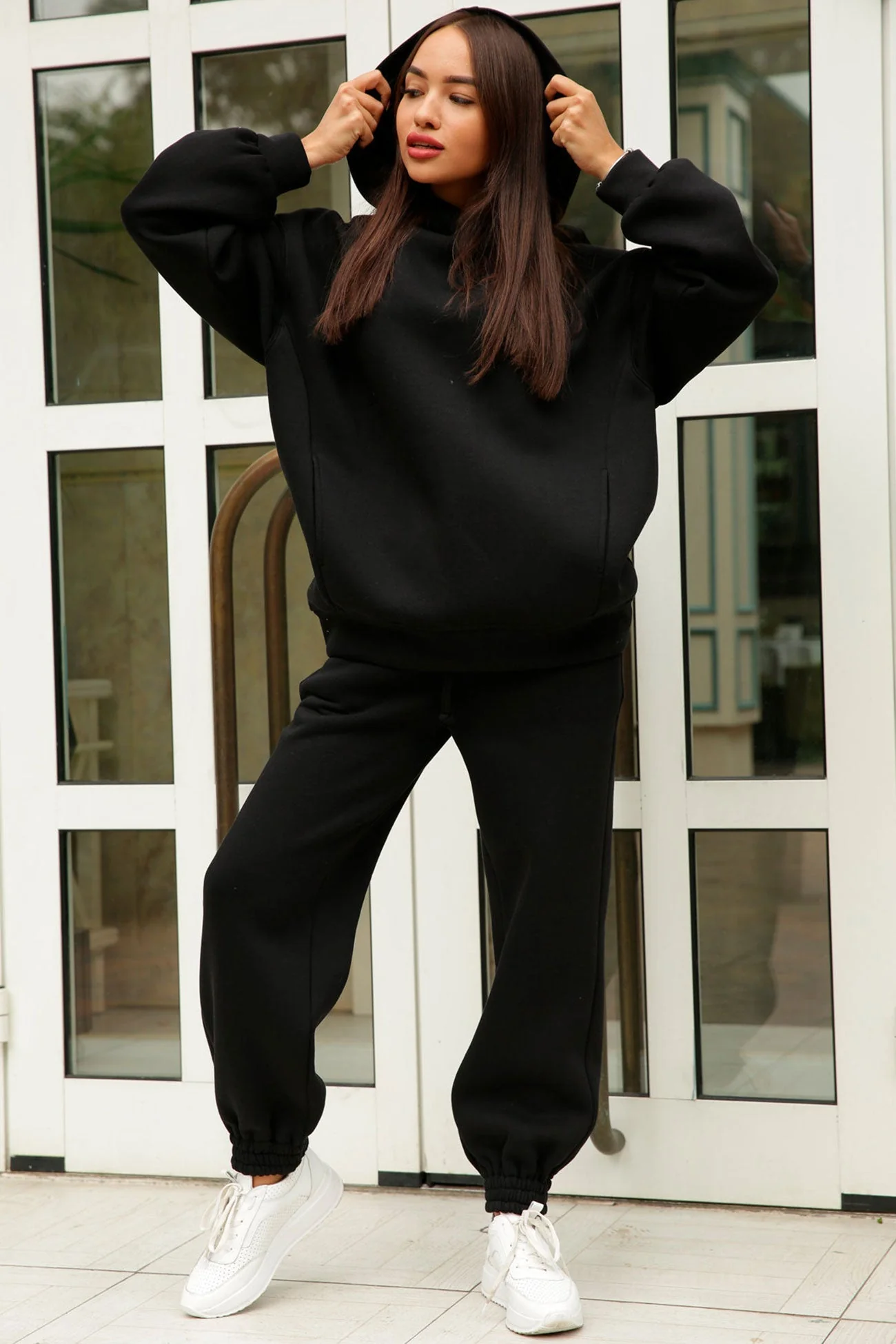Marina | Long pants set with hood and elastic waistband and pockets - Image 13