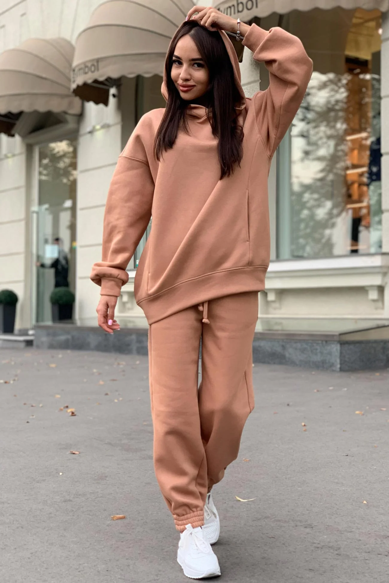 Marina | Long pants set with hood and elastic waistband and pockets - Image 4
