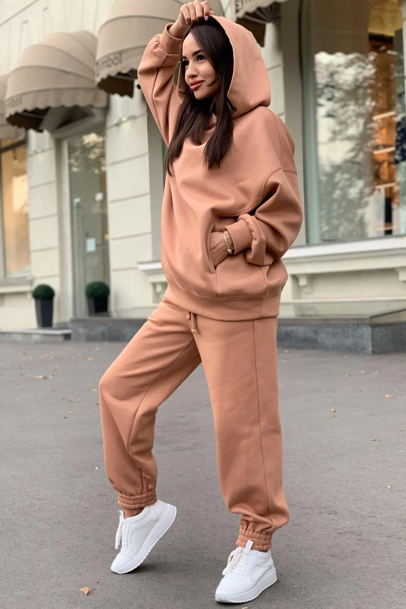 Marina | Long pants set with hood and elastic waistband and pockets - Image 5