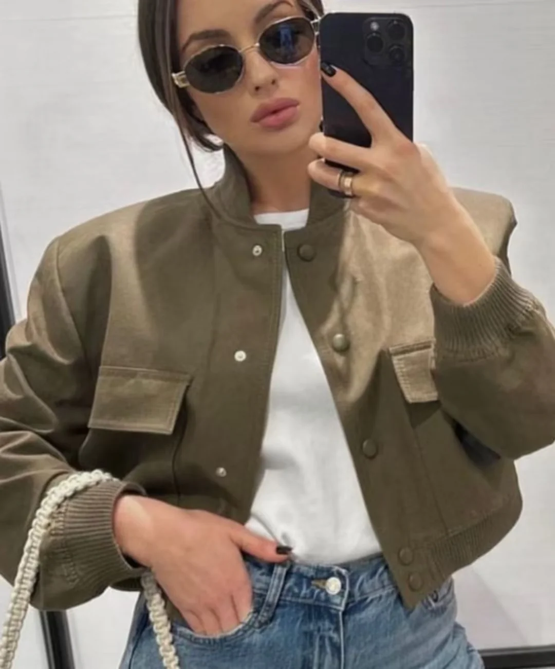 Marina | Short bomber jacket for women - Image 11