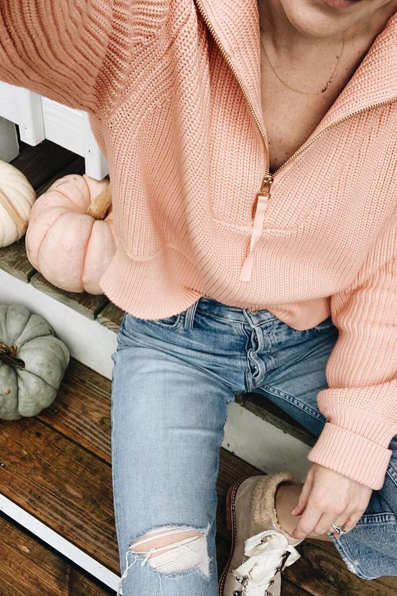 Marina | Solid lapel zip sweater - Image 12