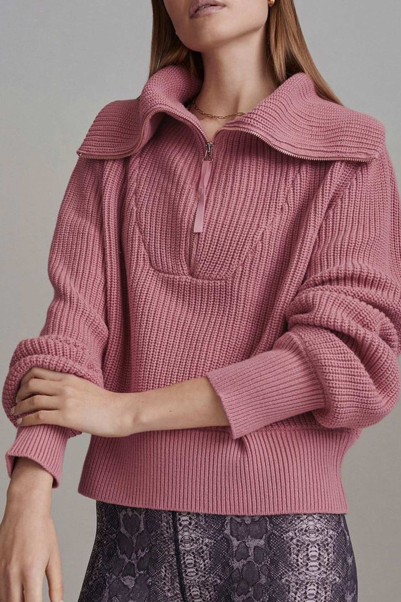 Marina | Solid lapel zip sweater - Image 14