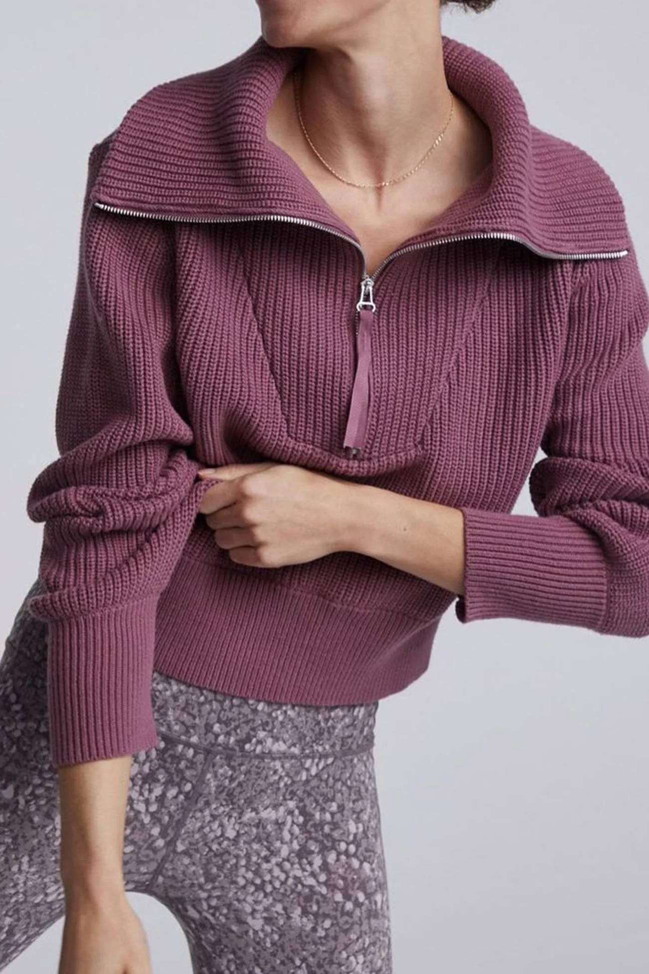 Marina | Solid lapel zip sweater - Image 16