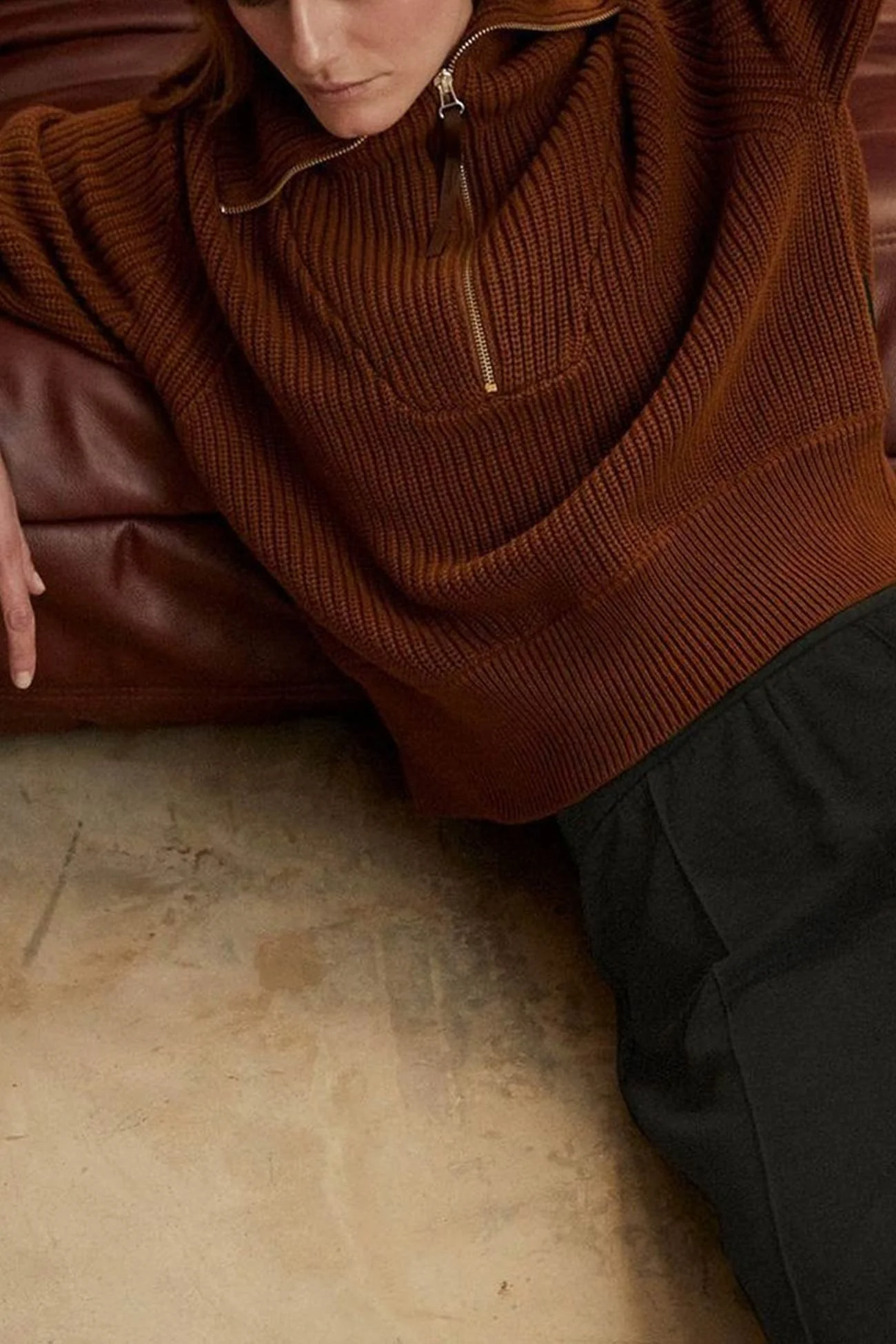 Marina | Solid lapel zip sweater - Image 9