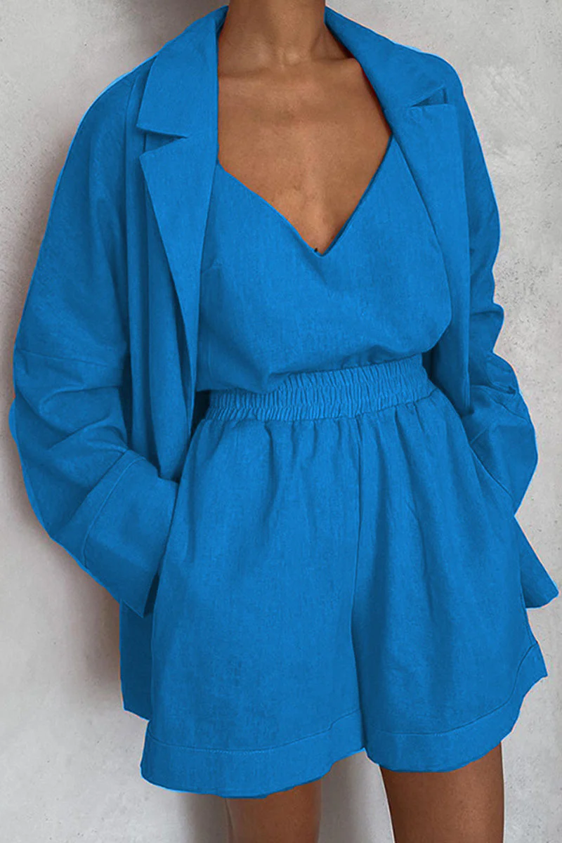 Mariola | Casual solid color bag with turn-down collar, long sleeves, three pieces - Image 4