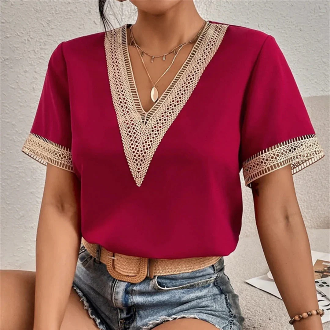 Marion® | Blouse With Split Lace And V-Neck - Image 4