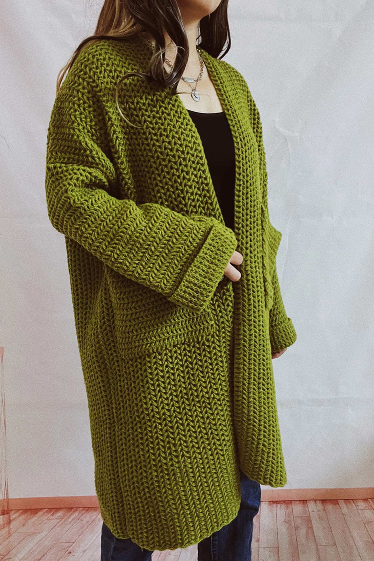Marita | Cardigan with large pocket and open front - Image 10