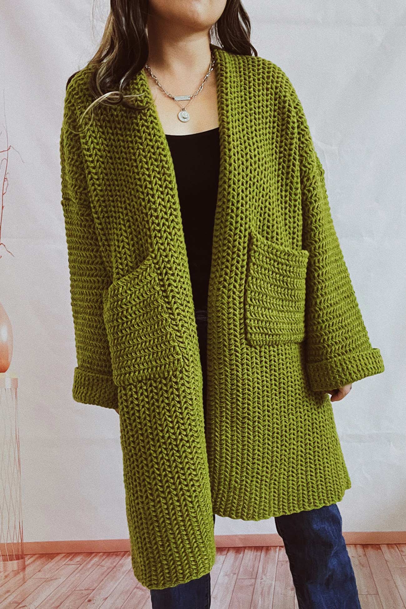 Marita | Cardigan with large pocket and open front - Image 11