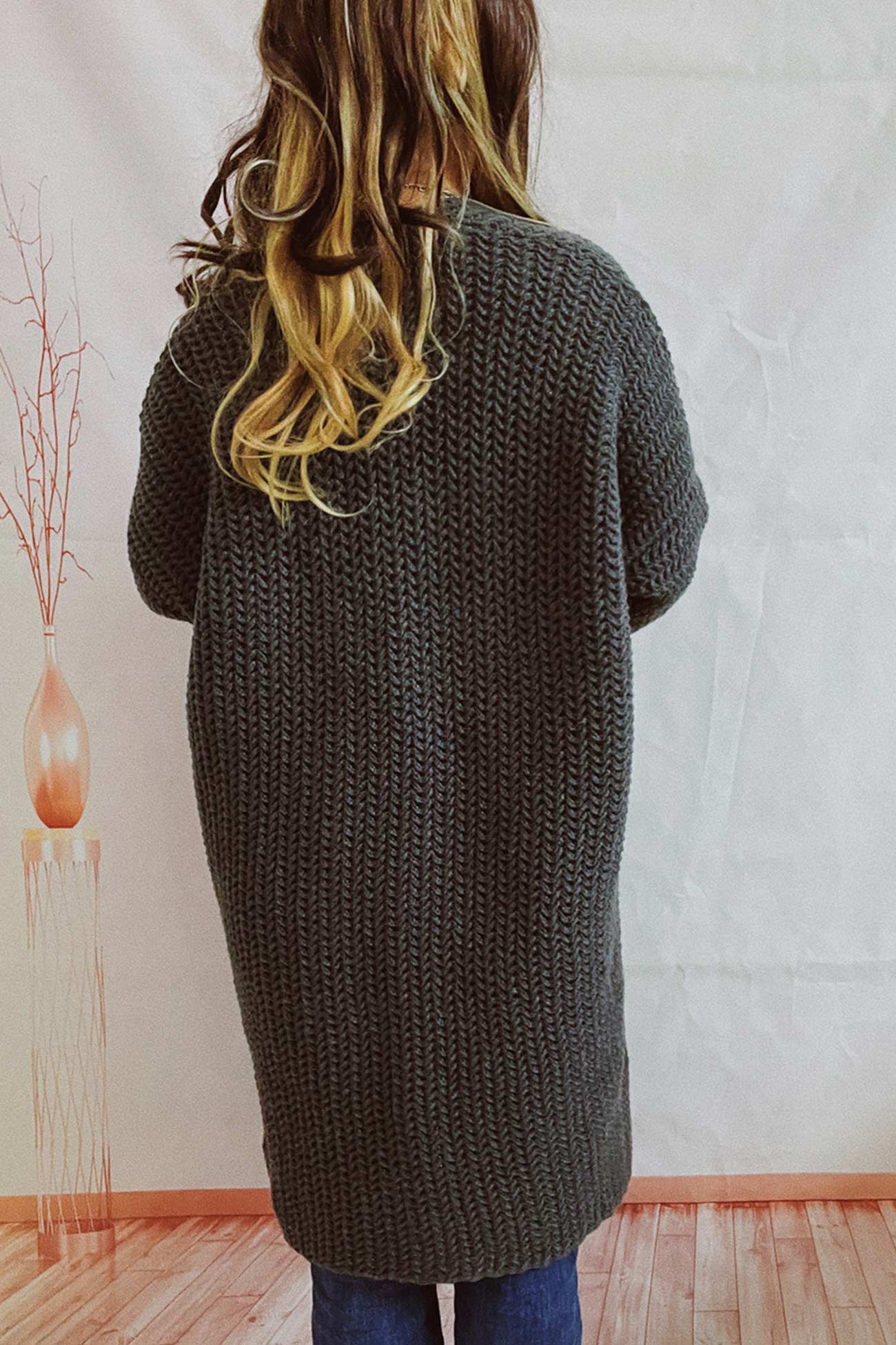 Marita | Cardigan with large pocket and open front - Image 3