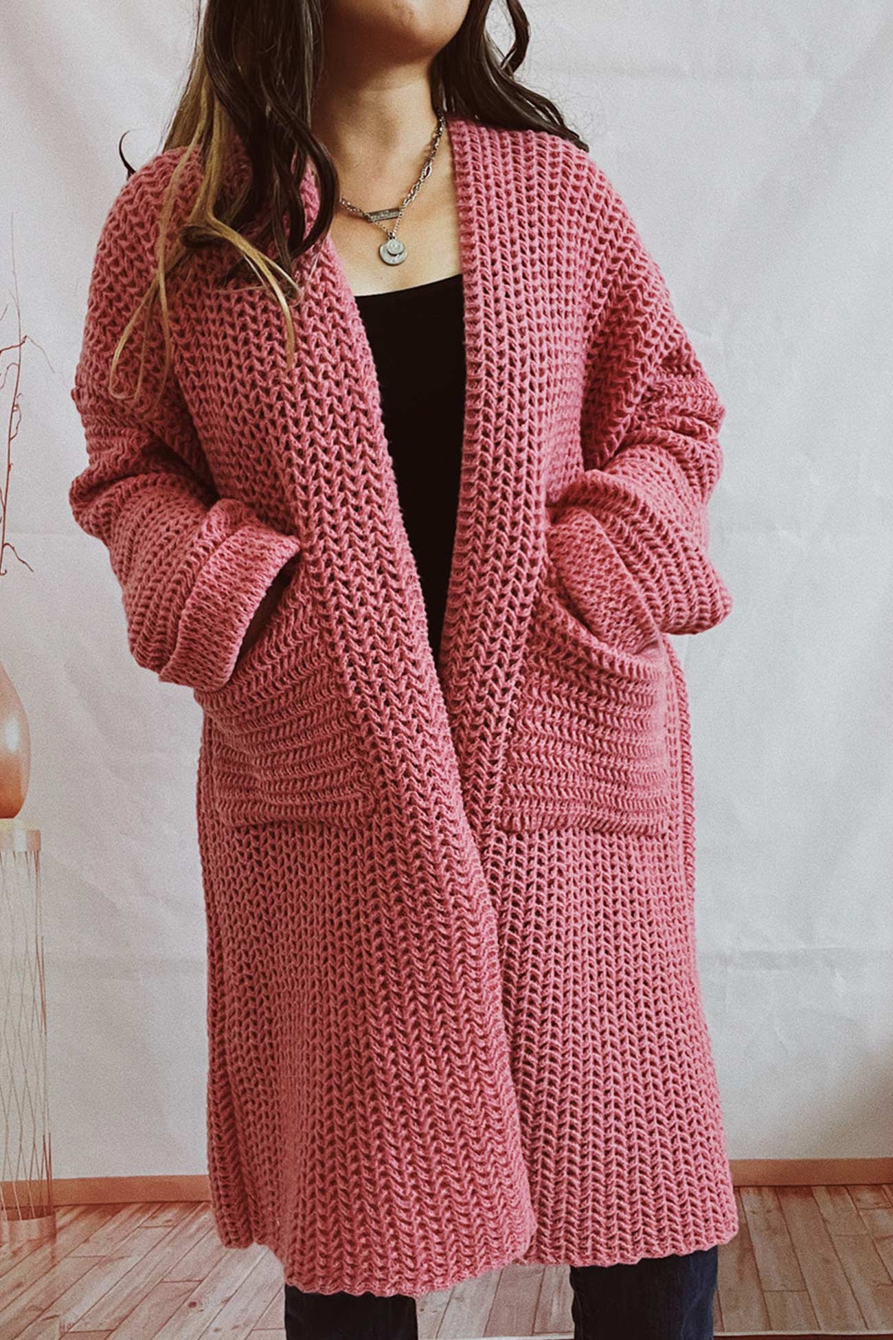 Marita | Cardigan with large pocket and open front - Image 7