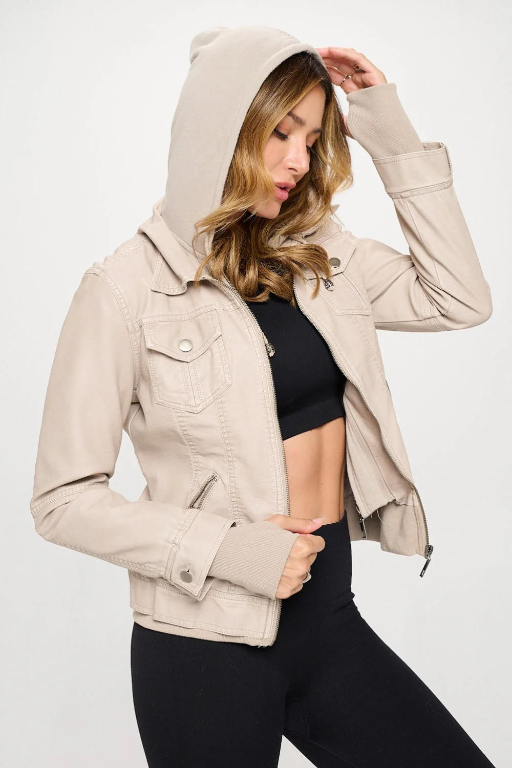 Marita | Long sleeve jacket with double zip and hood - Image 3