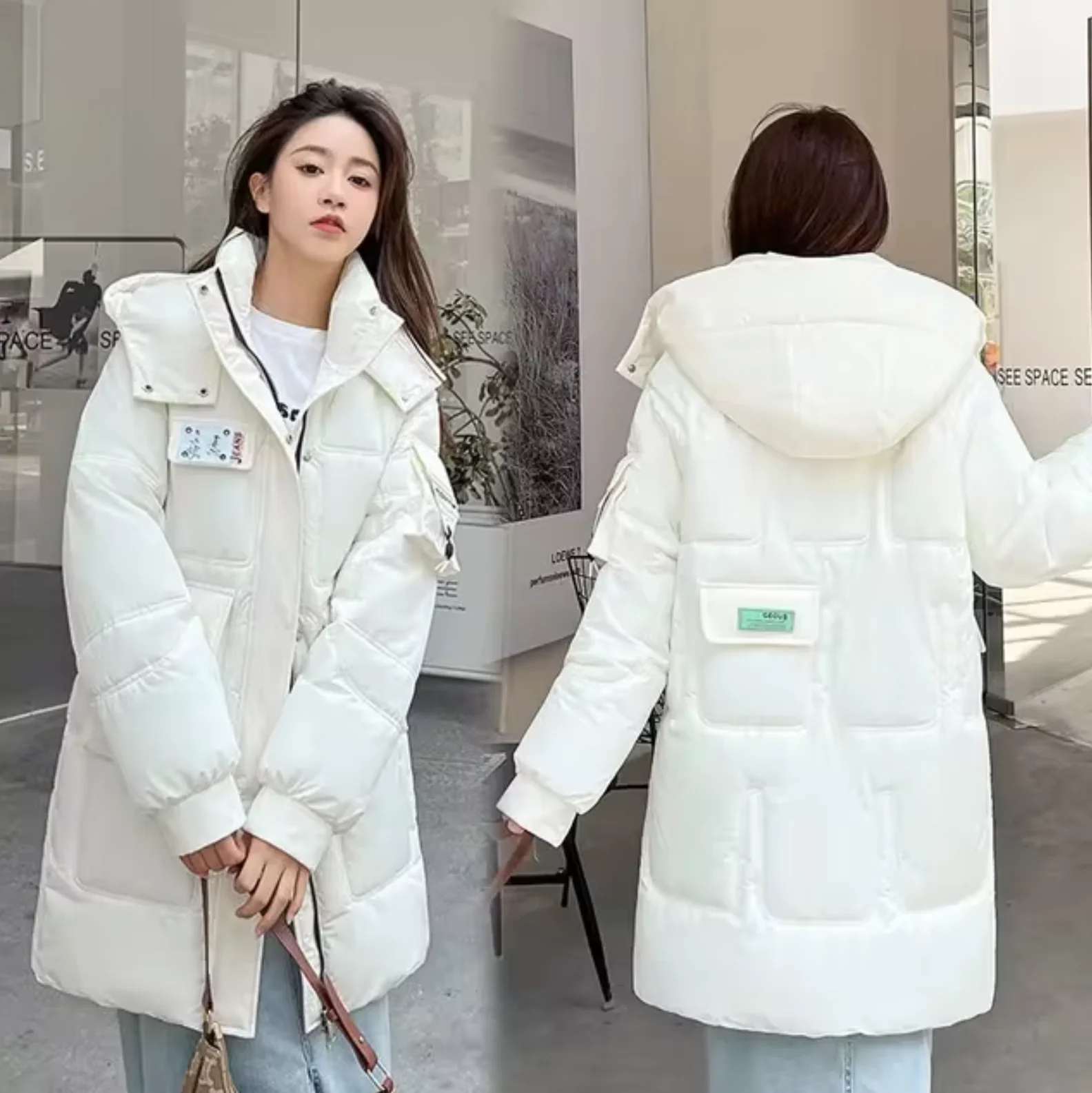 Marta | Long cotton anorak with hood - Image 3