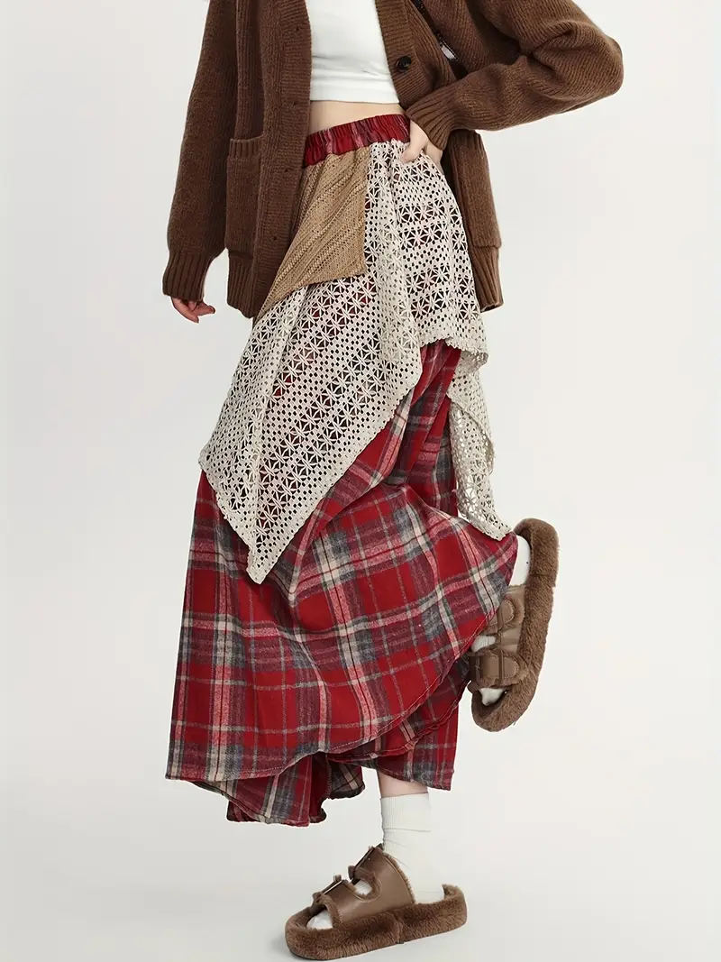 Martina® | Long Boho-Style Plaid Skirt - Image 7