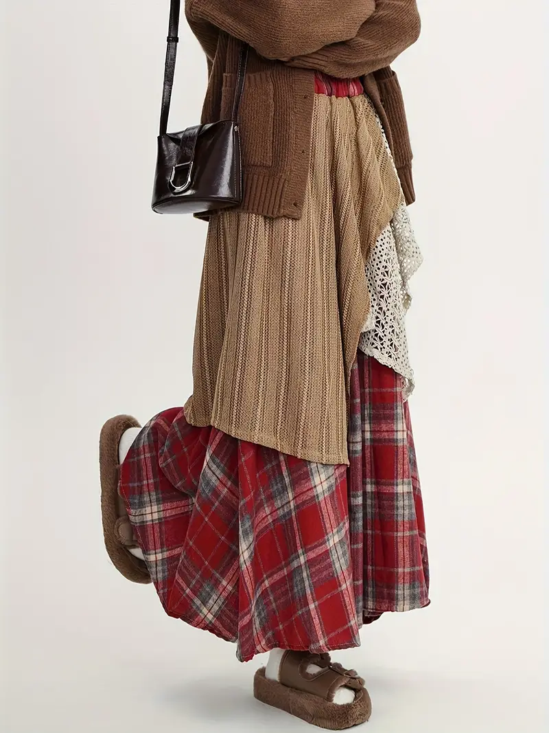 Martina® | Long Boho-Style Plaid Skirt - Image 9