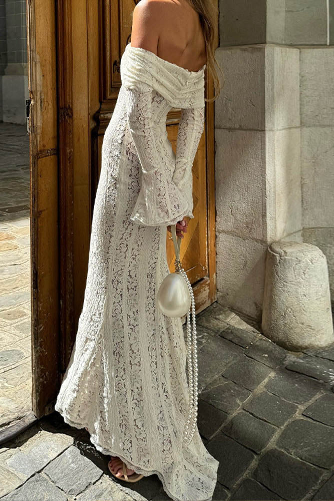 Matilde® | Lace Wide Flared Sleeve Off-Shoulder Dress - Image 2