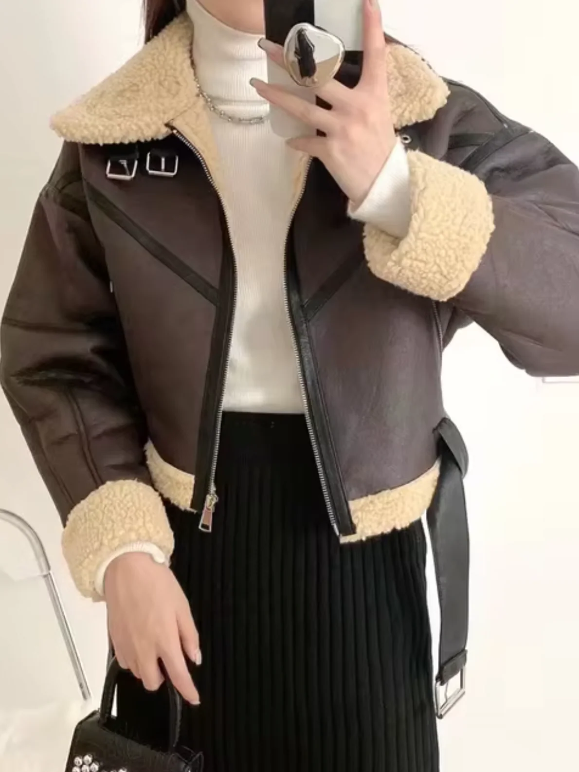 Matilde | Leather fleece jacket - Image 2