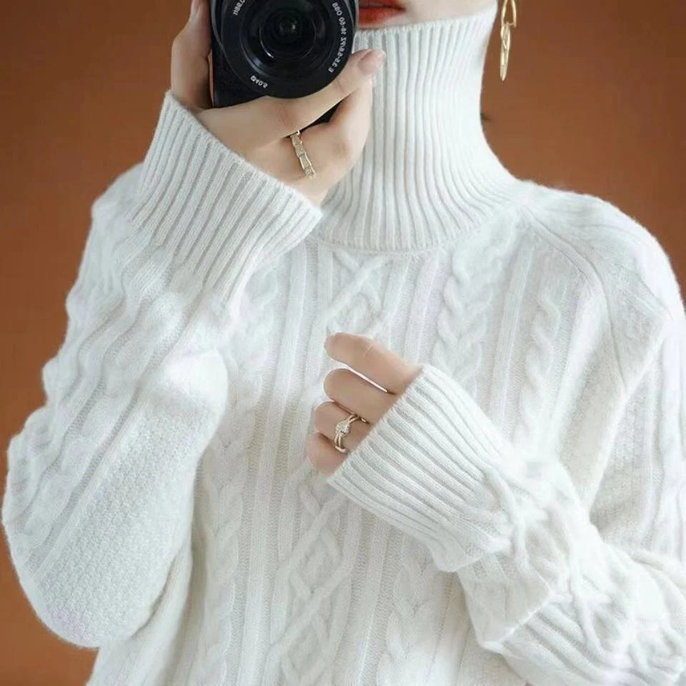 Mayte | Warm knitted sweater for women with a turtleneck - Image 5