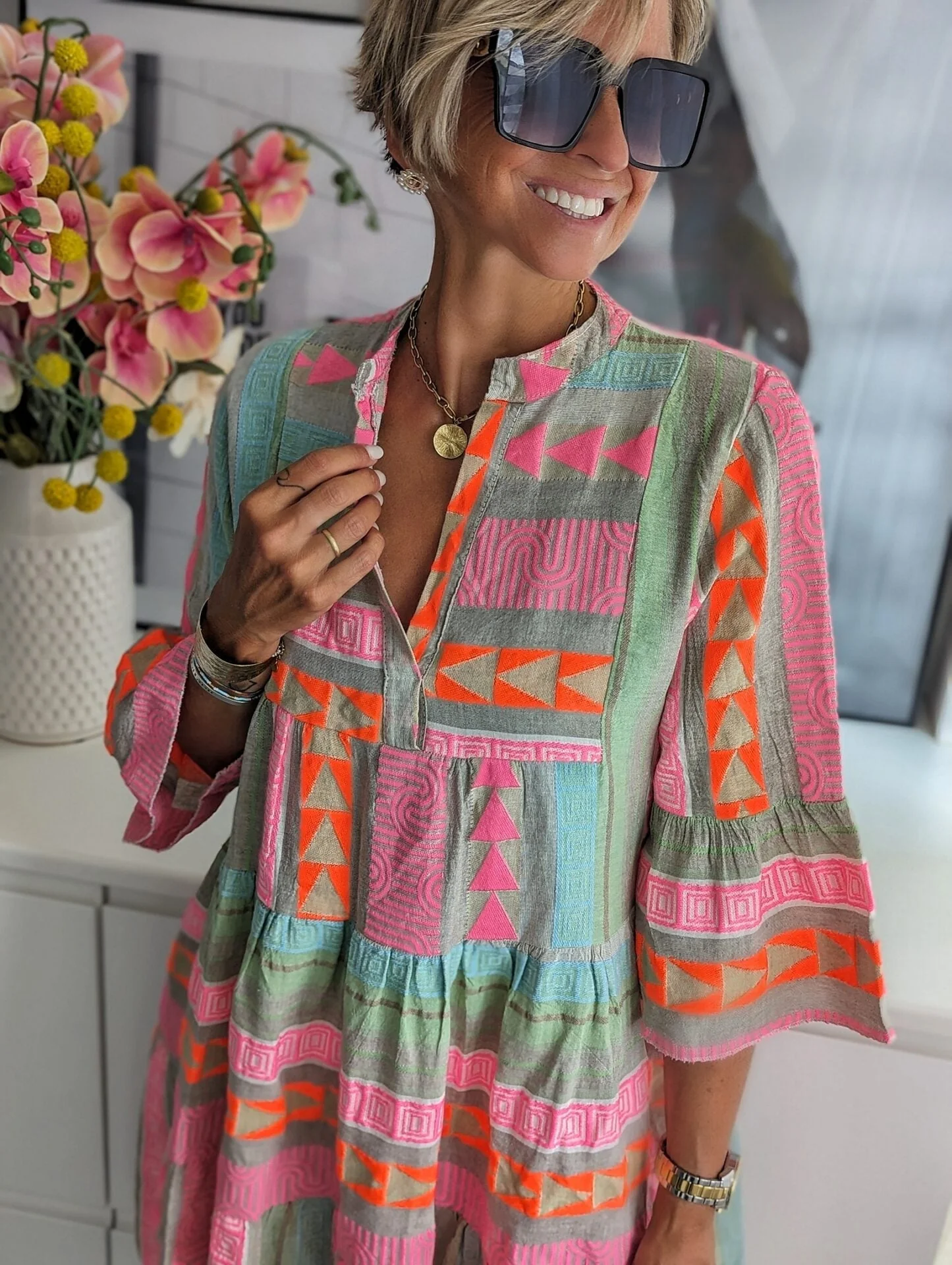 Megan® | Bohemian Dress With Ethnic Print - Image 2