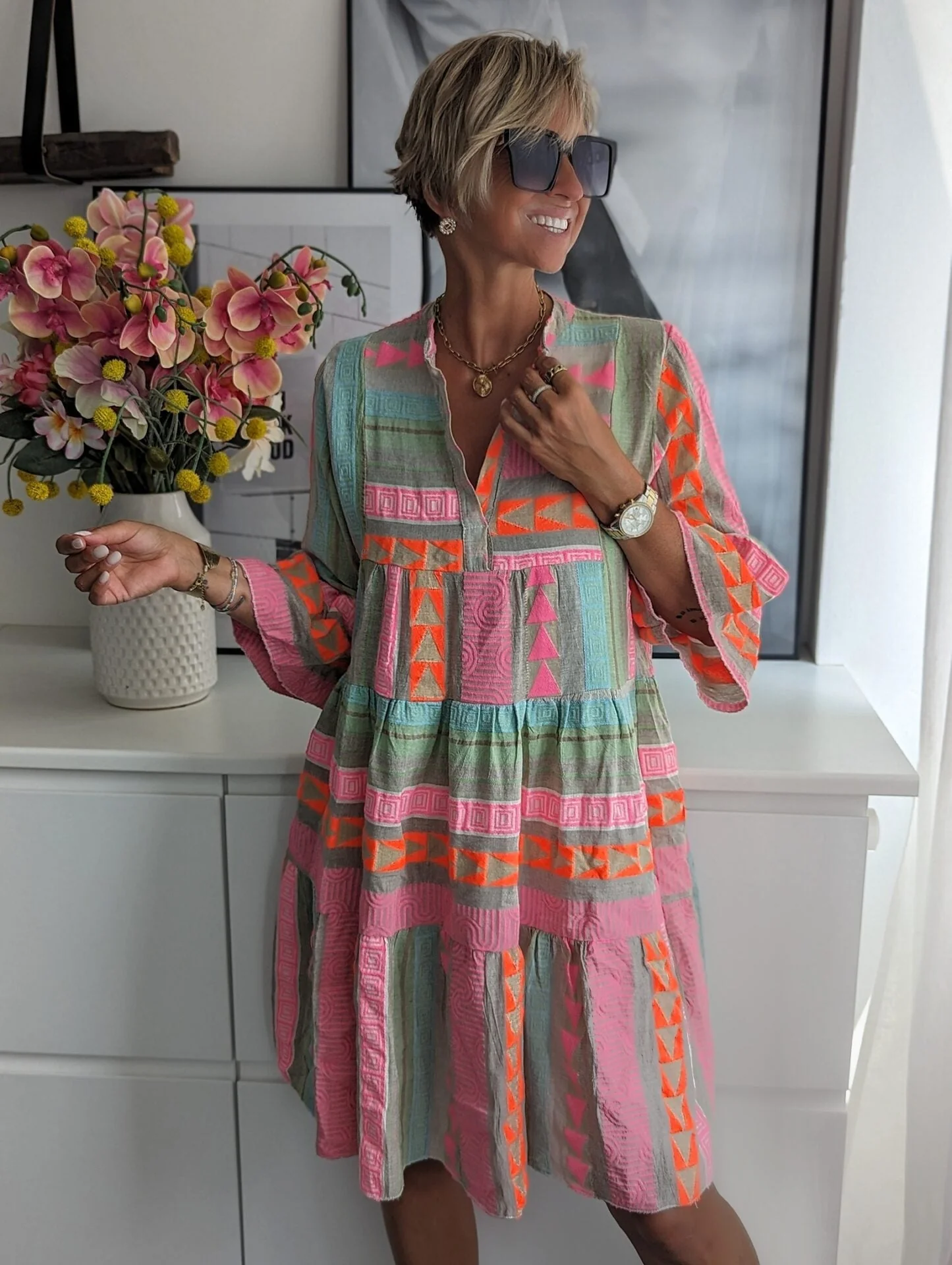 Megan® | Bohemian Dress With Ethnic Print - Image 3