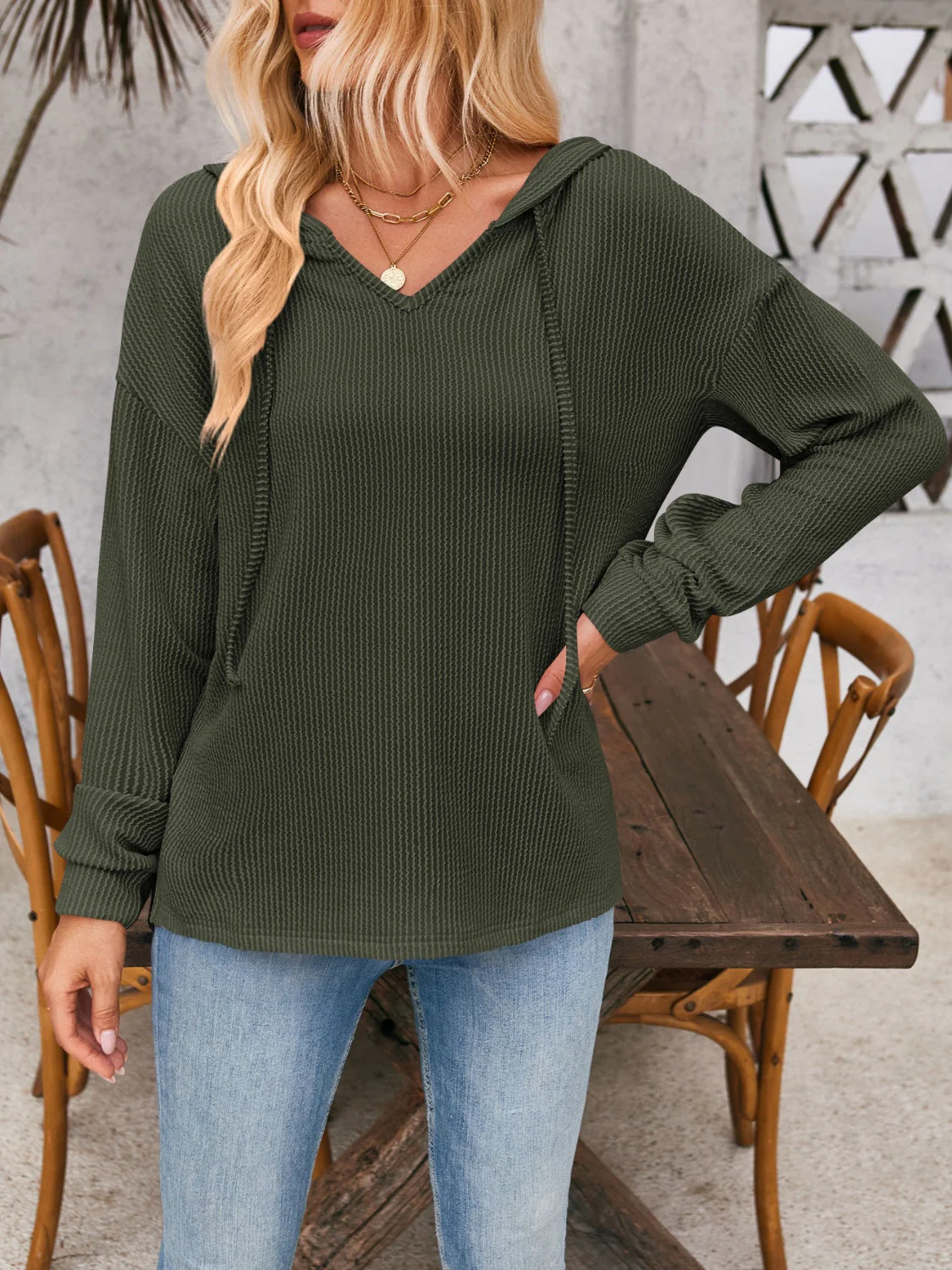 Melanie | Double Take hoodie with drawstring, dropped shoulder and long sleeves - Image 15