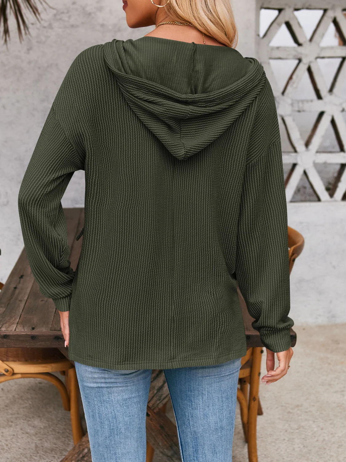 Melanie | Double Take hoodie with drawstring, dropped shoulder and long sleeves - Image 18