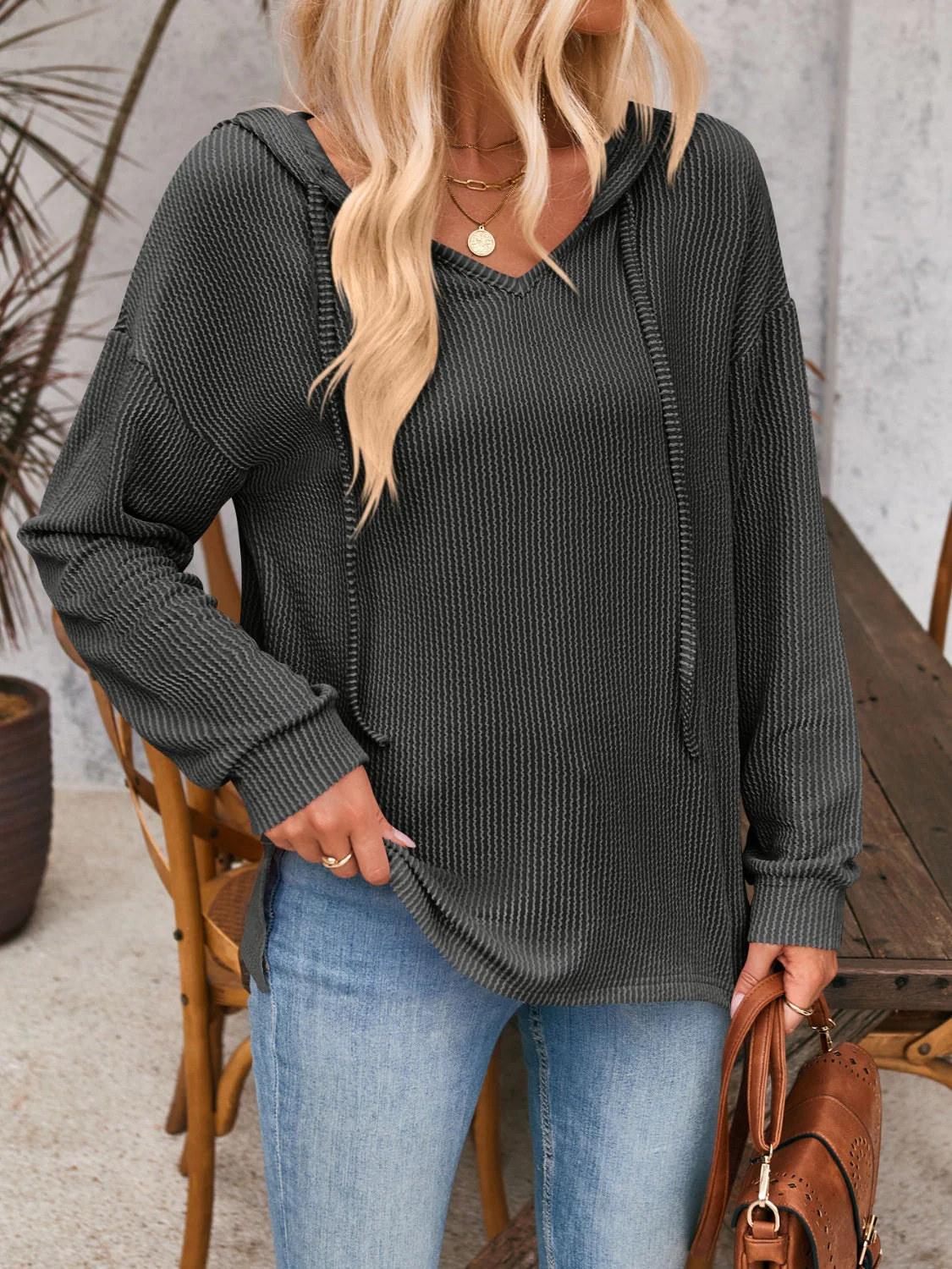 Melanie | Double Take hoodie with drawstring, dropped shoulder and long sleeves - Image 29