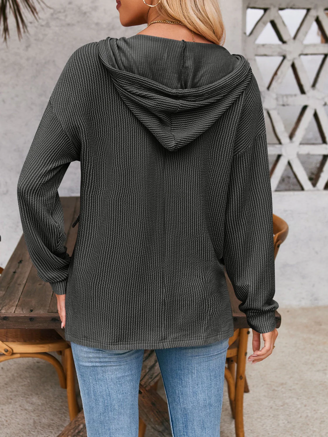 Melanie | Double Take hoodie with drawstring, dropped shoulder and long sleeves - Image 30