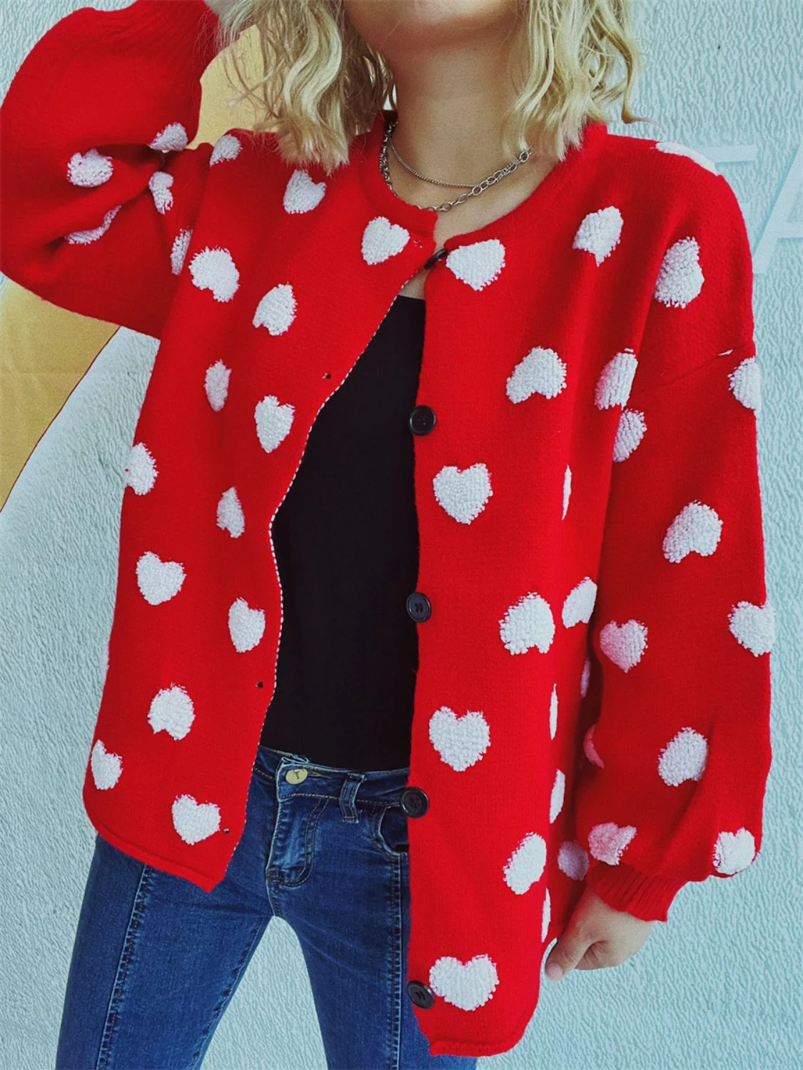 Melanie | Long-sleeved cardigan with heart buttons - Image 12