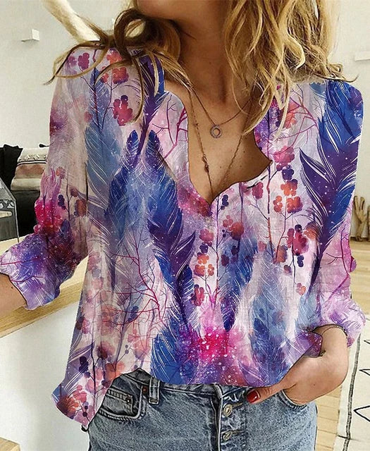 Melanie® | Printed Casual Loose Long Sleeve Blouse - Image 8