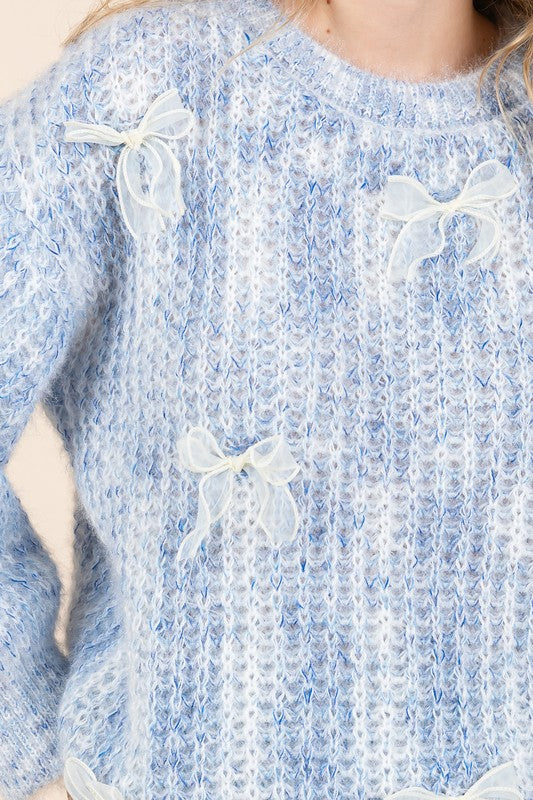 Melina | Heavy knit sweater with bow embroidery - Image 4