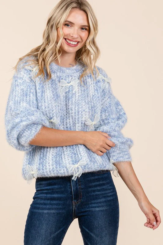 Melina | Heavy knit sweater with bow embroidery - Image 7