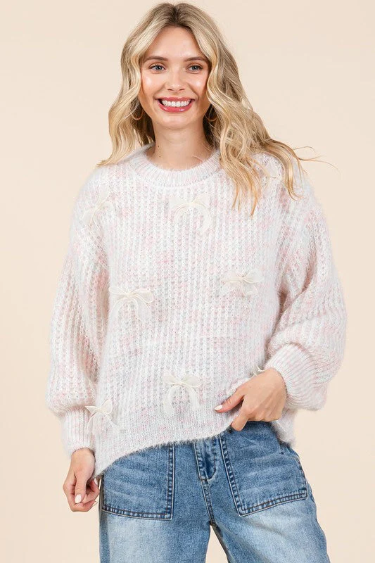 Melina | Heavy knit sweater with bow embroidery - Image 9