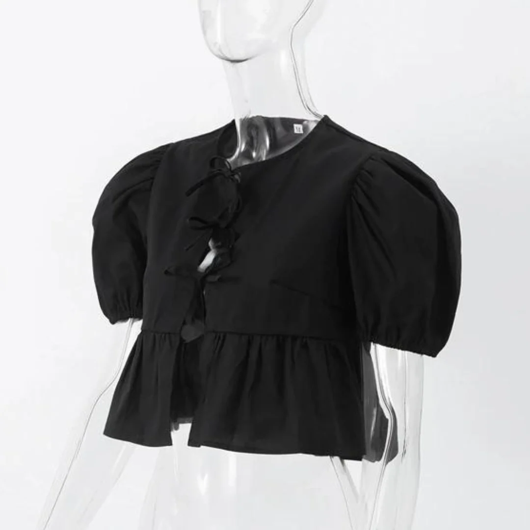 Melissa® | Leopard Lace Blouse With Bubble Sleeves - Image 8