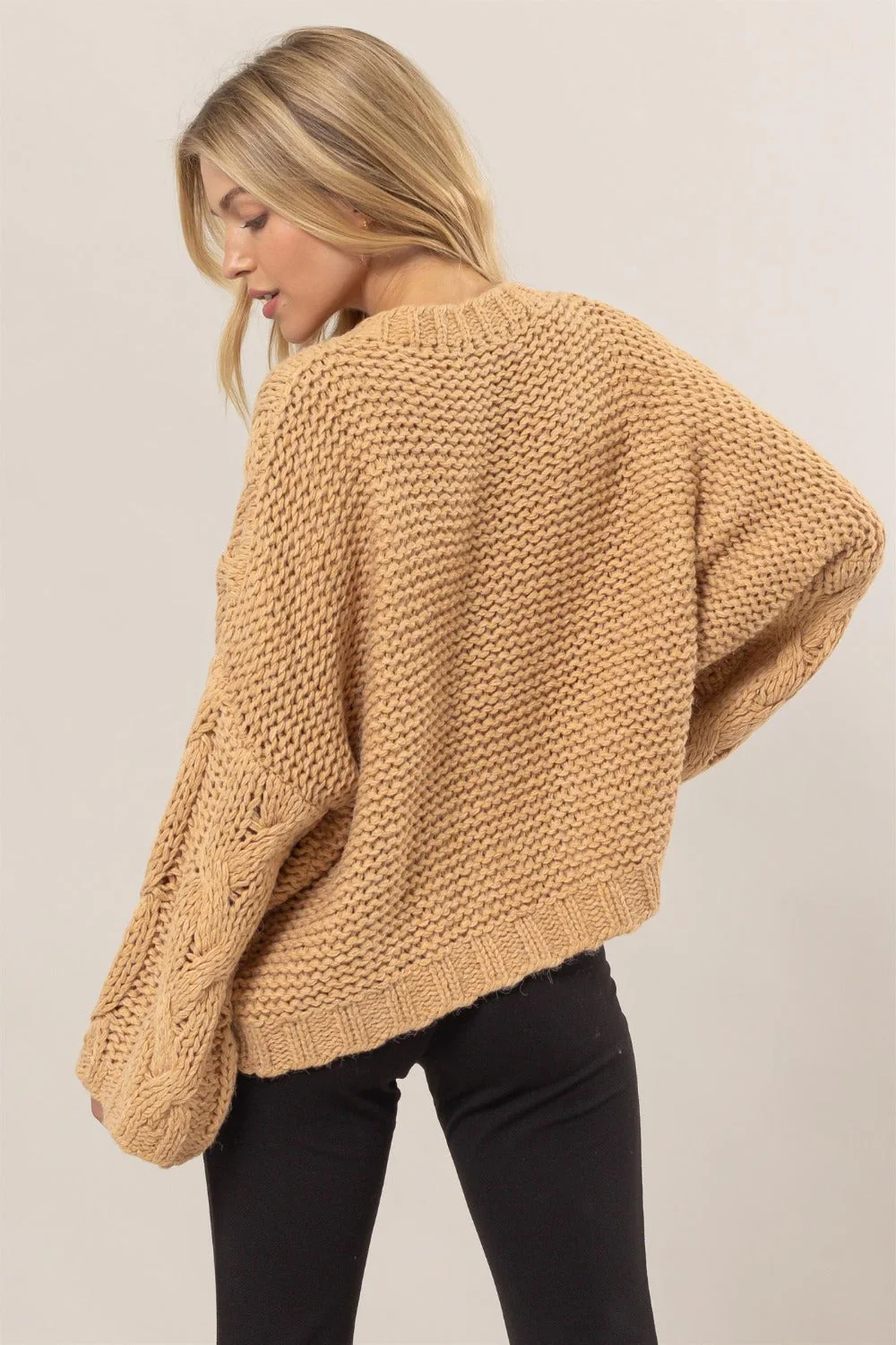 Merced | Cable knit V-neck sweater - Image 2