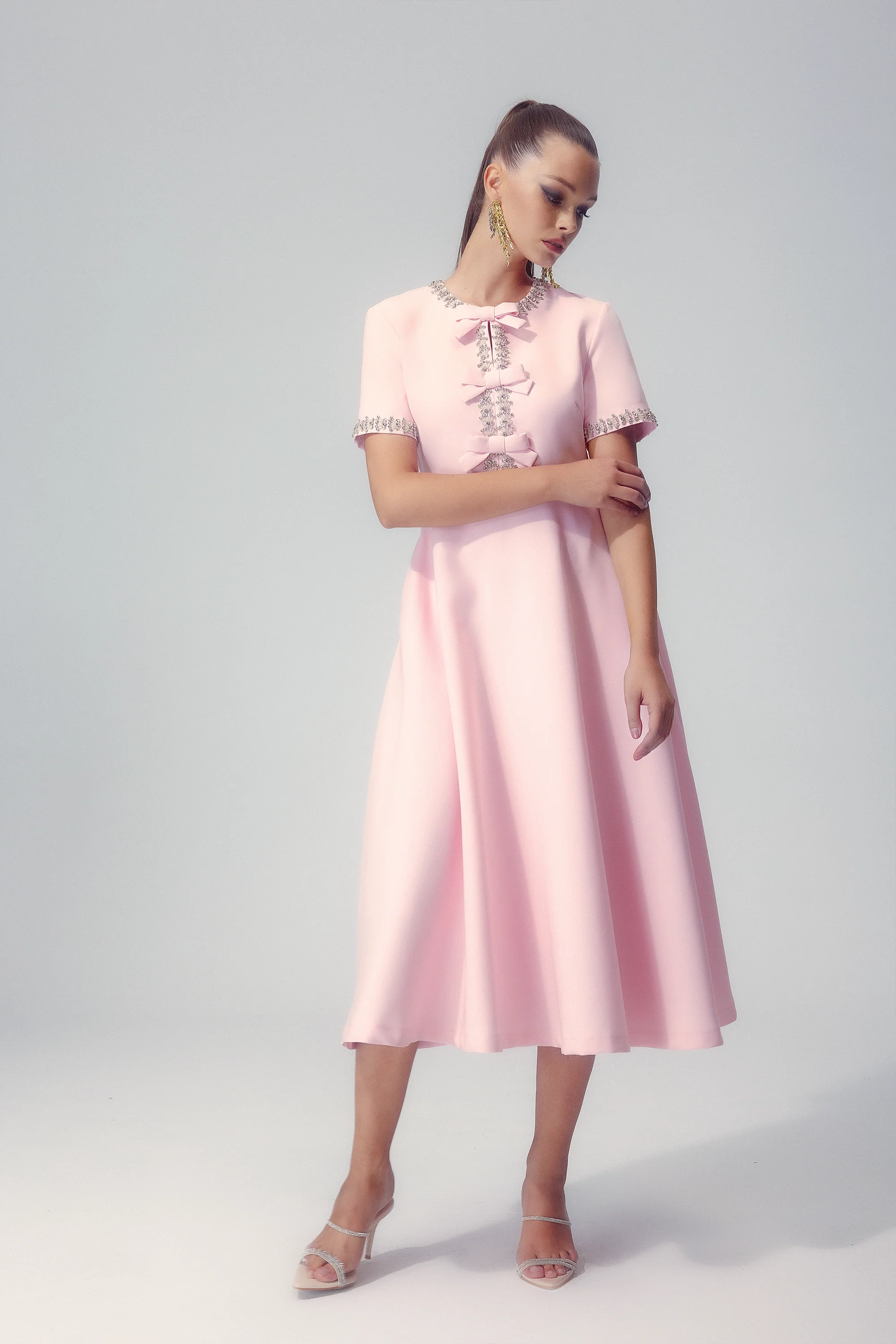 Mercedes® | Midi Dress With Bow And Crystal Embellishment - Image 2