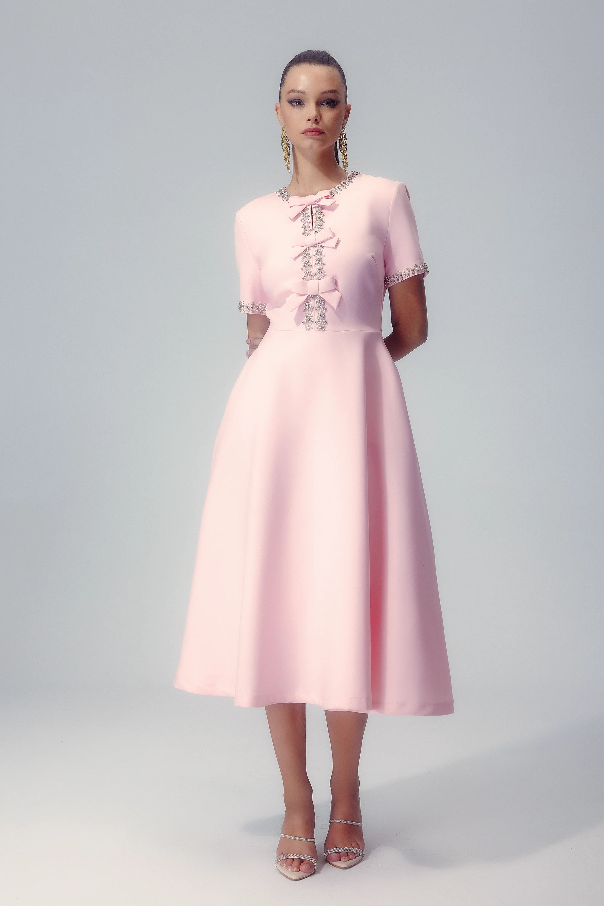 Mercedes® | Midi Dress With Bow And Crystal Embellishment - Image 6