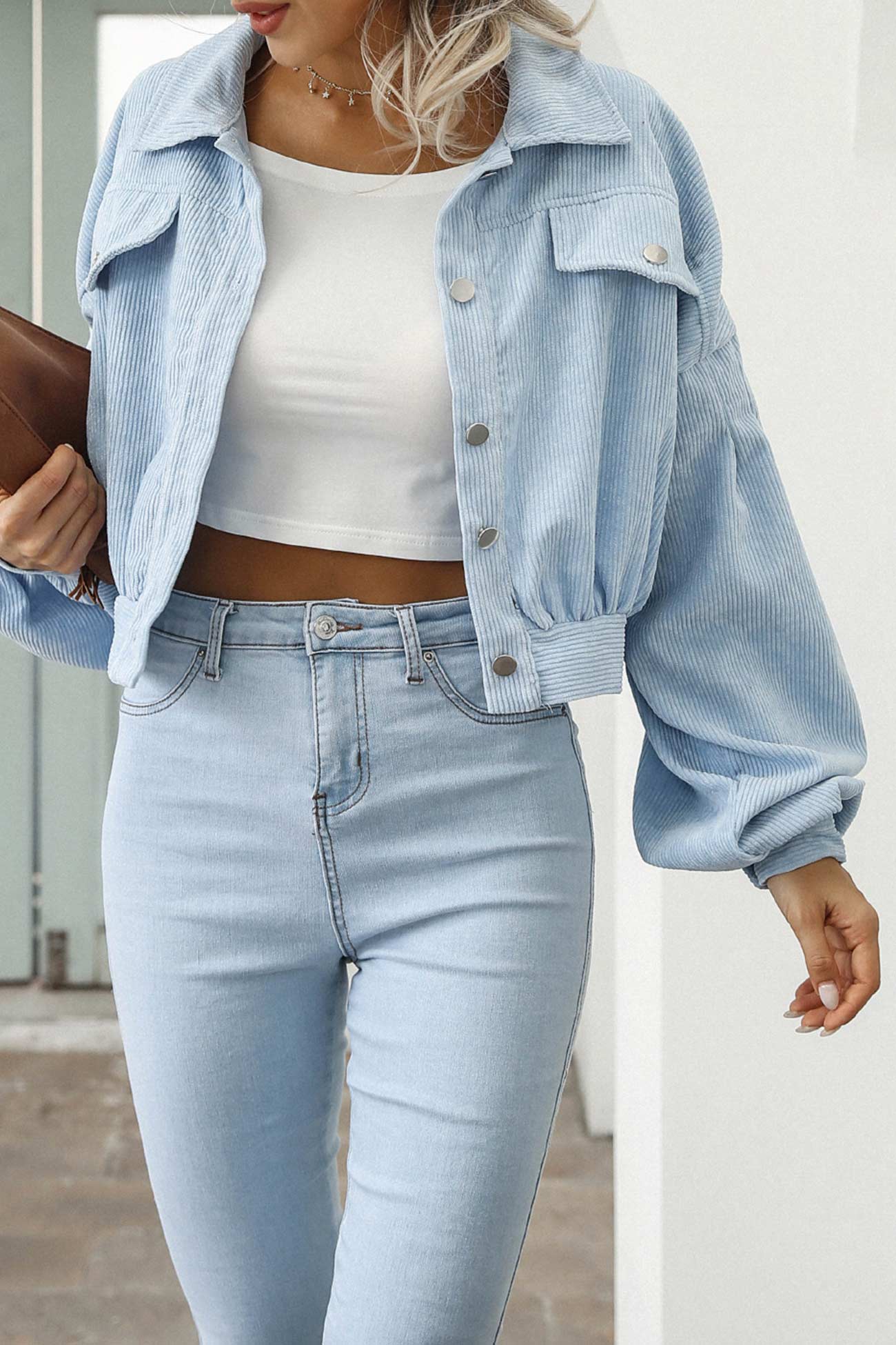 Mia | Single-breasted, short corduroy jacket - Image 10