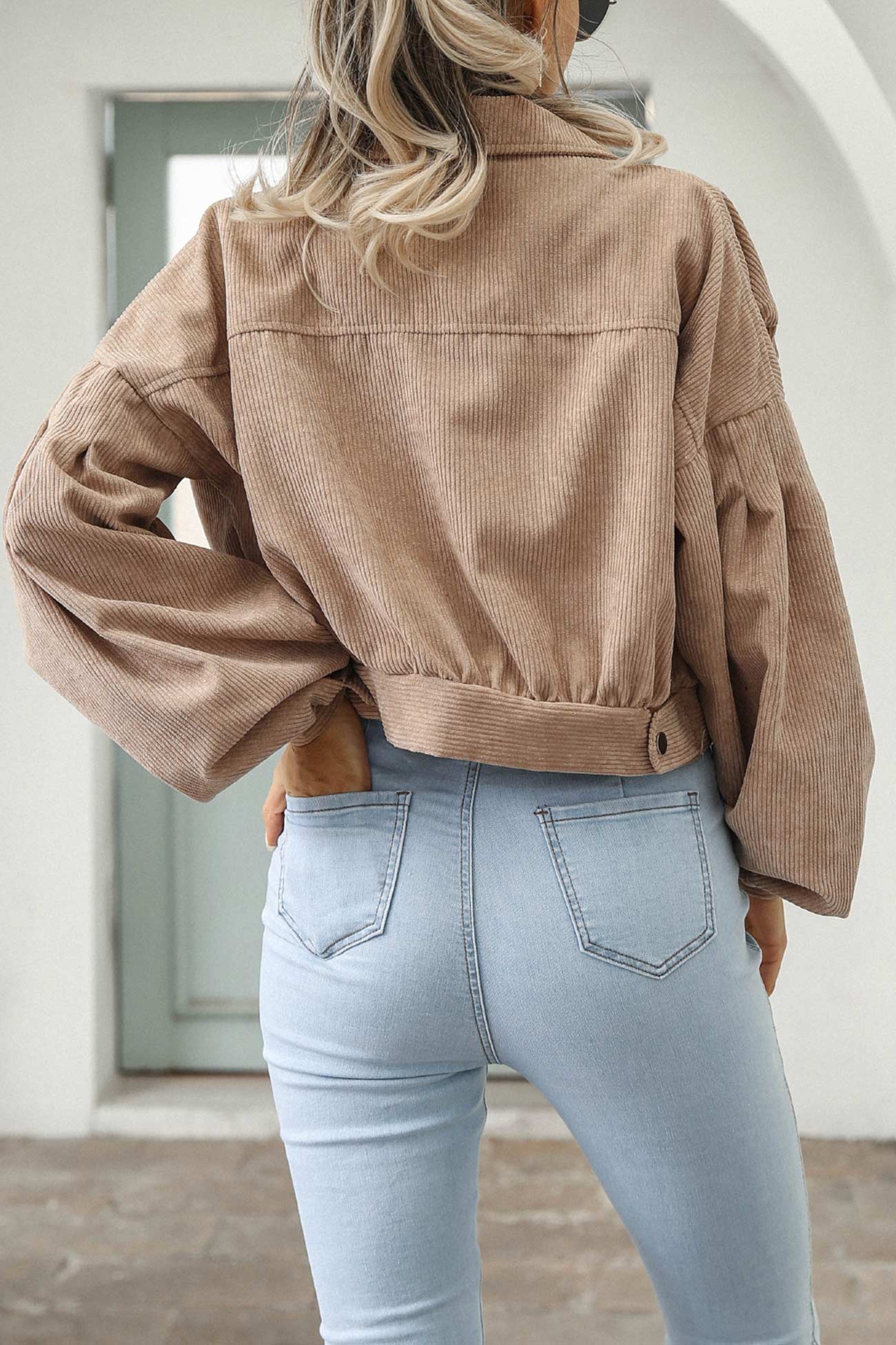 Mia | Single-breasted, short corduroy jacket - Image 4