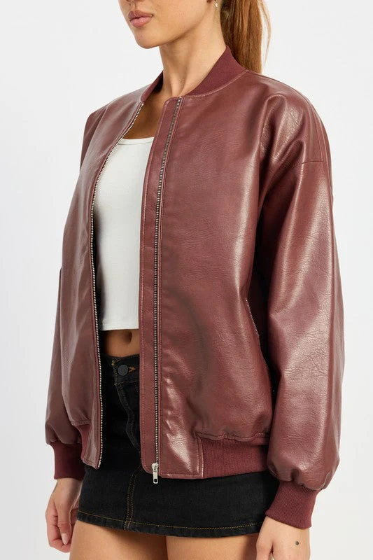 Mia | VINTAGE LEATHER BOMBER JACKET - Image 2